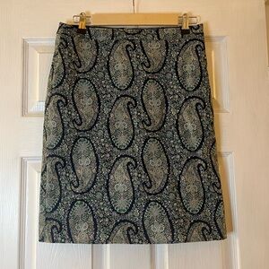 J. Crew Paisley Straight Skirt Preppy Lined Detailed Sateen
